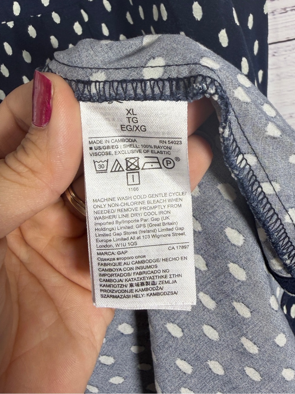 GAP Navy White Polka Dot Fit & Flare Cami Mini Dress XL Rayon - Picture 6 of 6